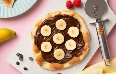 Receita de pizzas de chocolate negro e banana