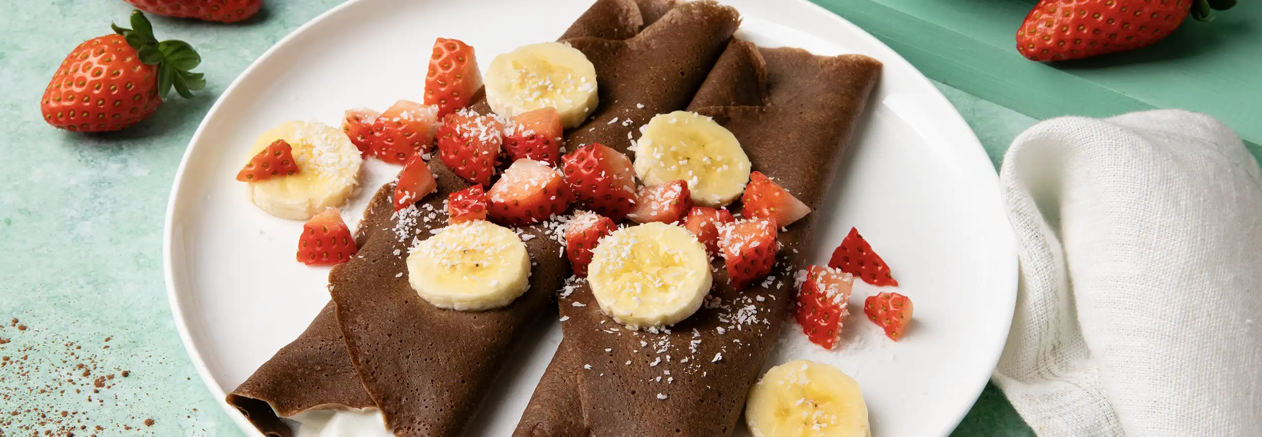 receita de crepes de laranja com fruta e iogurte